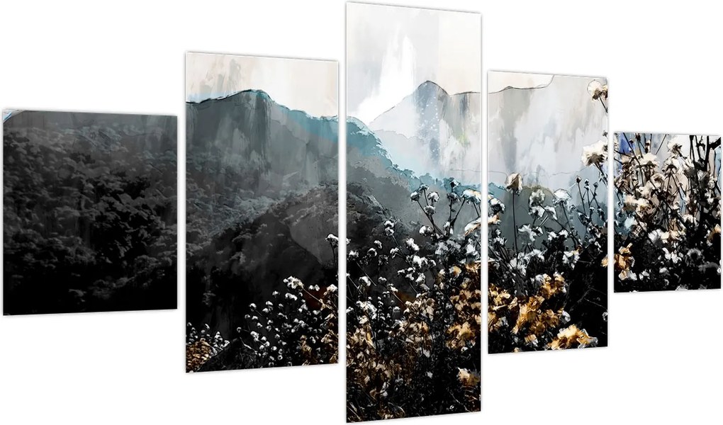 Obraz - Ilustracja przedstawiająca dzikie kwiaty (125x70 cm)