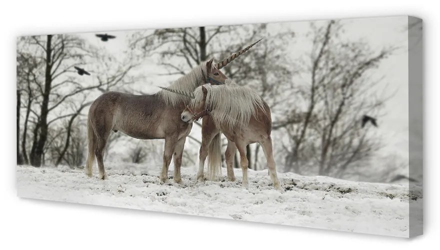 Obraz na płótnie Las zima jednorożce