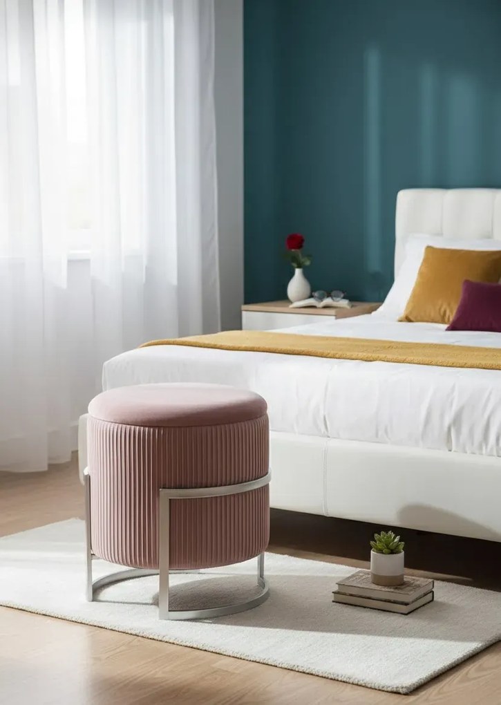 Nowoczesna okrągła pufa na nóżkach L8-W58