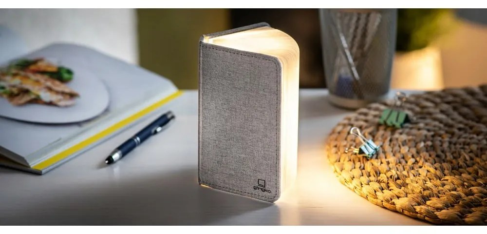 Szara dekoracja świetlna na USB Booklight – Gingko
