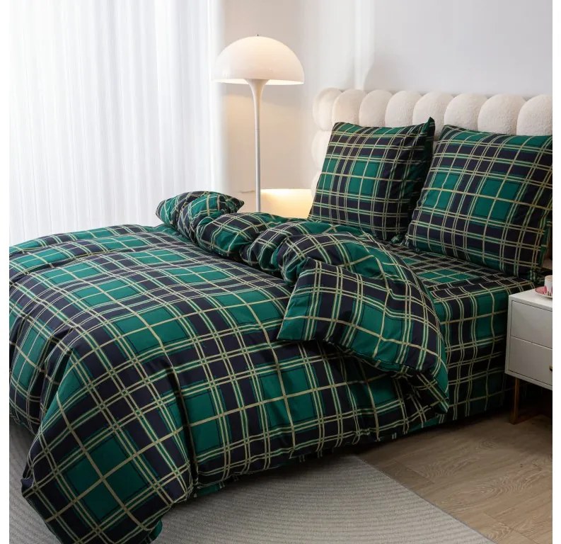 PrzytulneMieszkanie.pl PrzytulneMieszkanie.pl Flanelowa pościel KOSTKA zielona Rozmiar pościeli: 70 x 90 cm | 140 x 200 cm