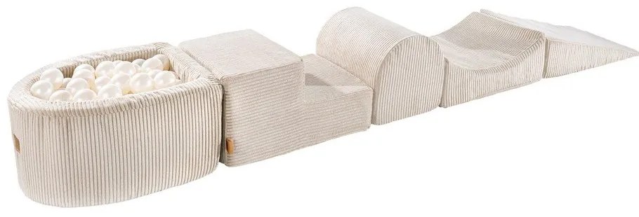 Kremowy sztruksowy piankowy plac zabaw 5 szt. wysokość 30 cm 250x45 cm Montessori – Meowbaby