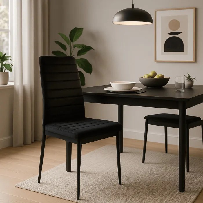 Krzesło do Salonu NARIS Czarne Welurowe Nowoczesne Loft