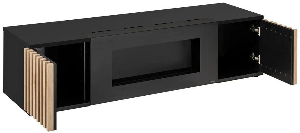 Szafka RTV CAMERON 160 hickory jackson/czarna z biokominkiem ASM Meble