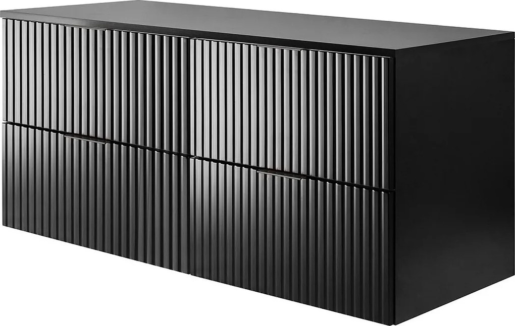 Szafka pod umywalkę, Czarny, 120 (2 x 60) x 57 x 46 cm, uchwyt czarny + Blat