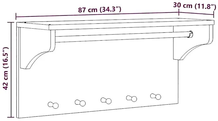 Wieszak do przedpokoju drewno akacjowe M7-H64