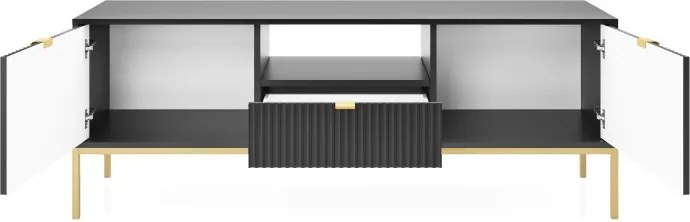 NAYA Szafka RTV 154 czarna | złoty stelaż