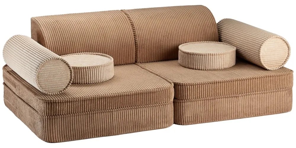 Brązowa sztruksowa sofa dla dzieci 132 cm Settee – Wigiwama