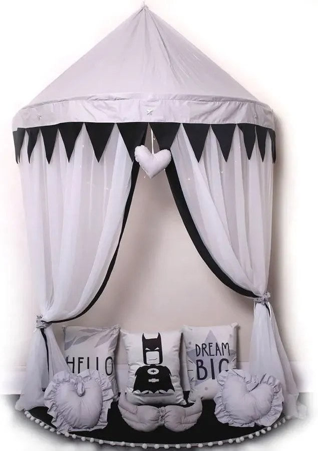 Szaro-czarny baldachim dla chłopca z batmanem A6-R50