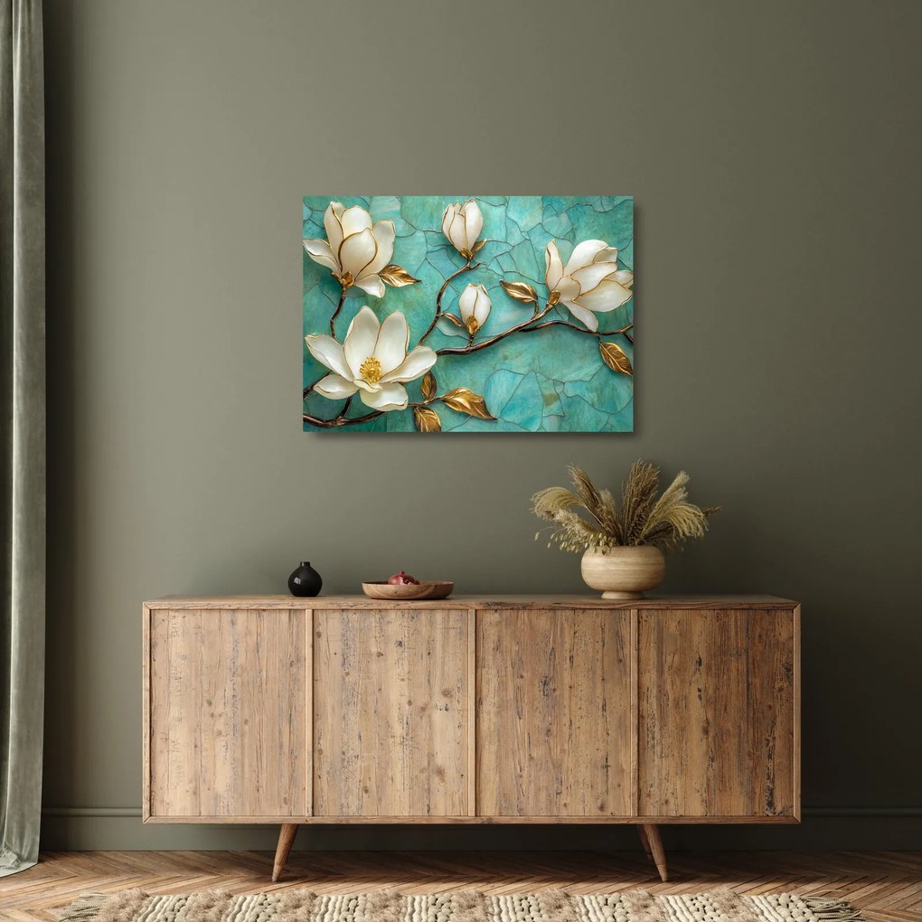 Obraz na szkle - 3D magnolie (70x50 cm)