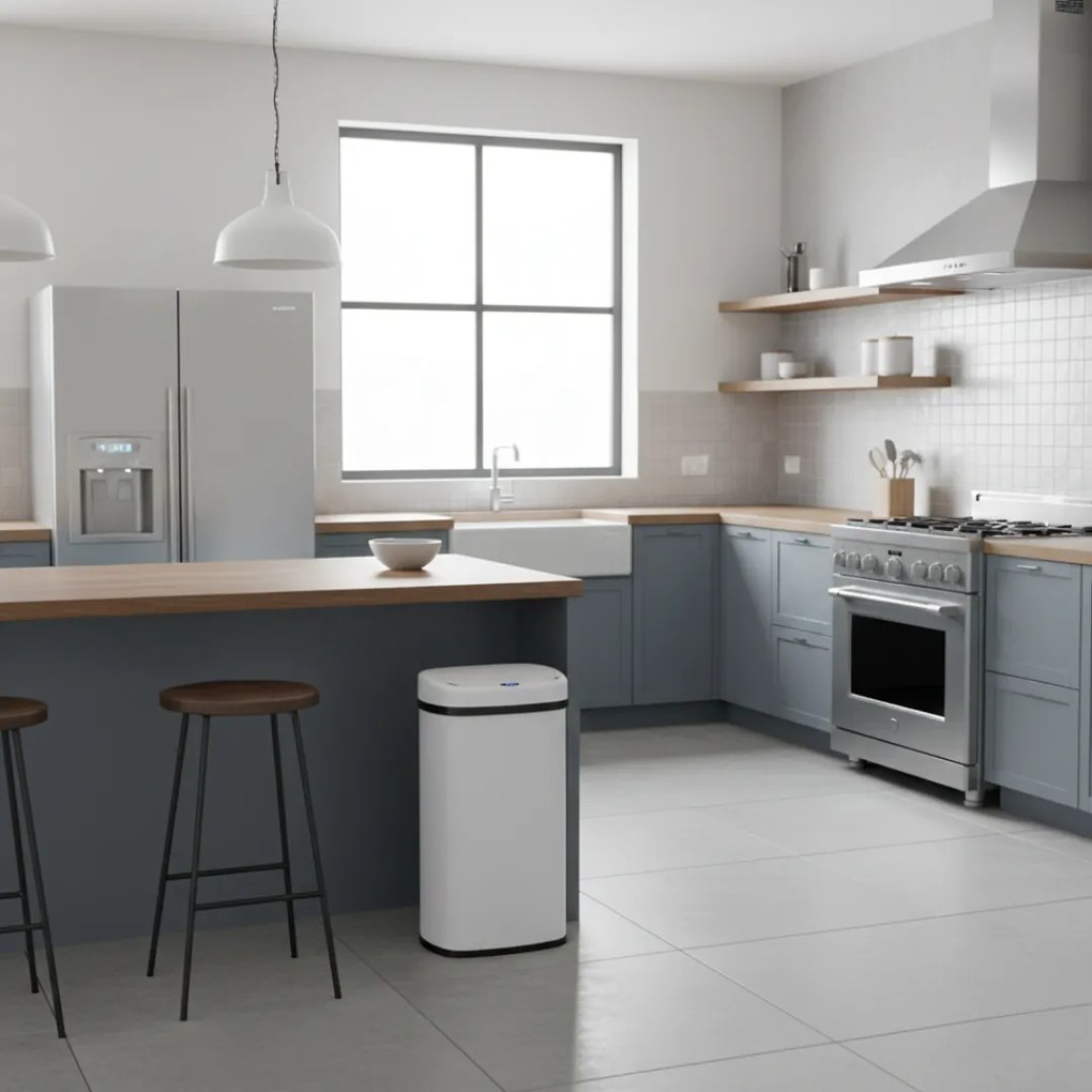 Kosz na śmieci DEUS z czujnikiem, 58 litrów, biała Jurhan