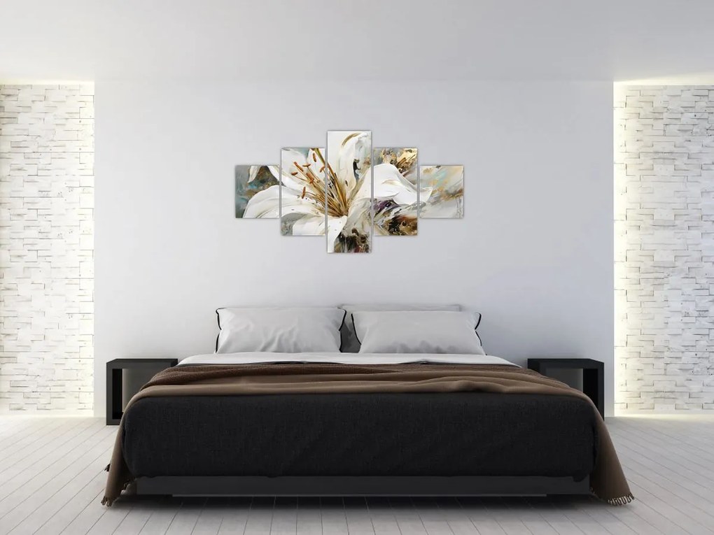 Obraz - Abstrakcja z lilią (125x70 cm)