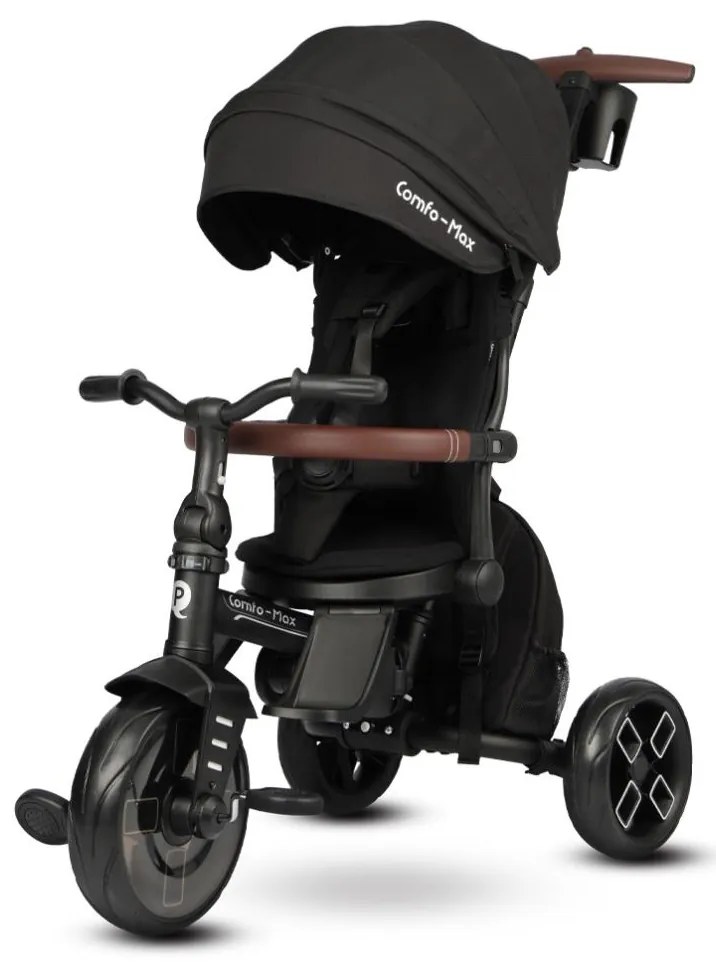 QPlay - Trójkołowy rowerek dziecięcy 7w1 COMFO MAX czarny