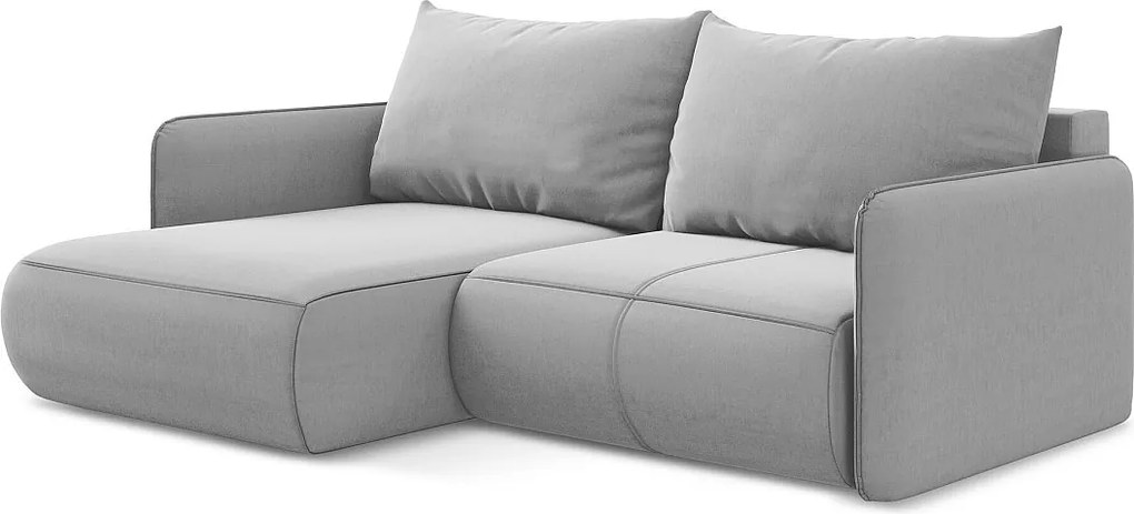 Narożnik lewostronny z funkcją spania - z tkaniny welwetowej - szary - NANEA