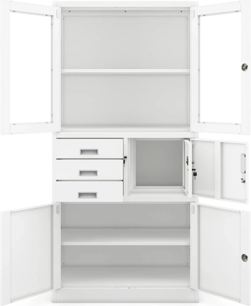 Biurowa szafa aktowa z sejfem Filip 90x40x185 cm biała