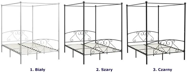 Szare metalowe łóżko małżeńskie z baldachimem 200x200 cm M9-W09