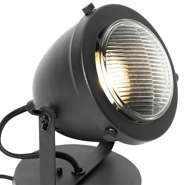 Industrialna lampa stołowa czarna 18 cm - Emado