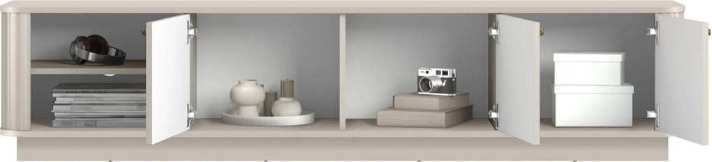 Szafka RTV Vesper 3D 187 cm na cokole - kaszmir / złote uchwyty
