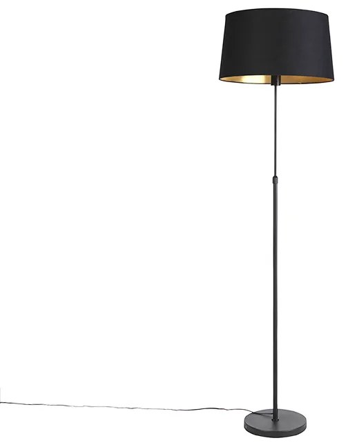 Lampa stojąca czarna z czarnym kloszem 45 cm regulowana - Parte klasyczny/Antyczny Oswietlenie wewnetrzne