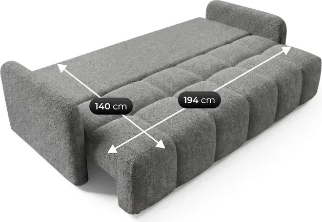 Sofa ZEN Rozkładana Dwuosobowa Ciemnoszara Boucle Japandi