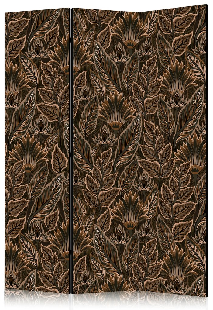 Parawan akustyczny Kwiaty 135x172 cm 3-częściowy brązowy ARTGEIST B
