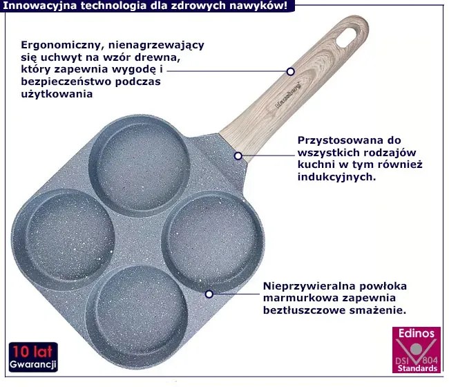 Szara patelnia do jajek z 4 wgłębieniami F5-E79