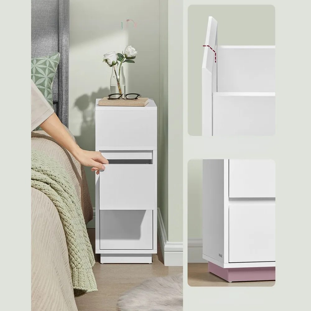 Vasagle Szafka nocna ROBIN, 30x25x65cm, biała