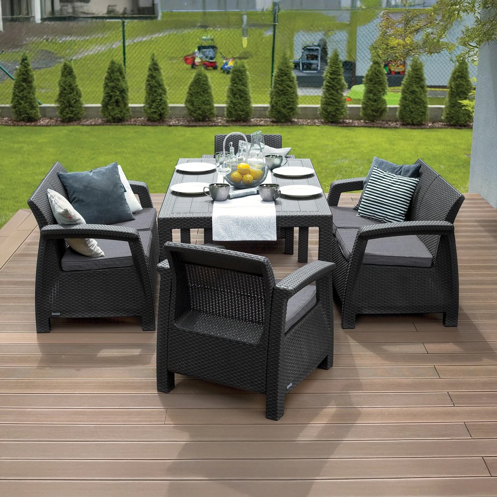 Zestaw mebli ogrodowych Corfu Fiesta grafitowy KETER