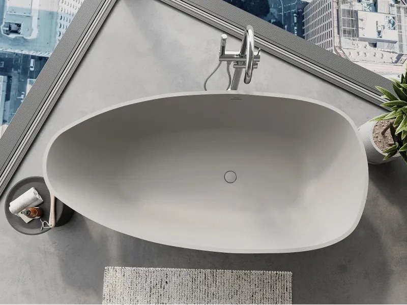 Mexen Imola wanna wolnostojąca z konglomeratu 160 x 81 cm, beton mat - 57281608061