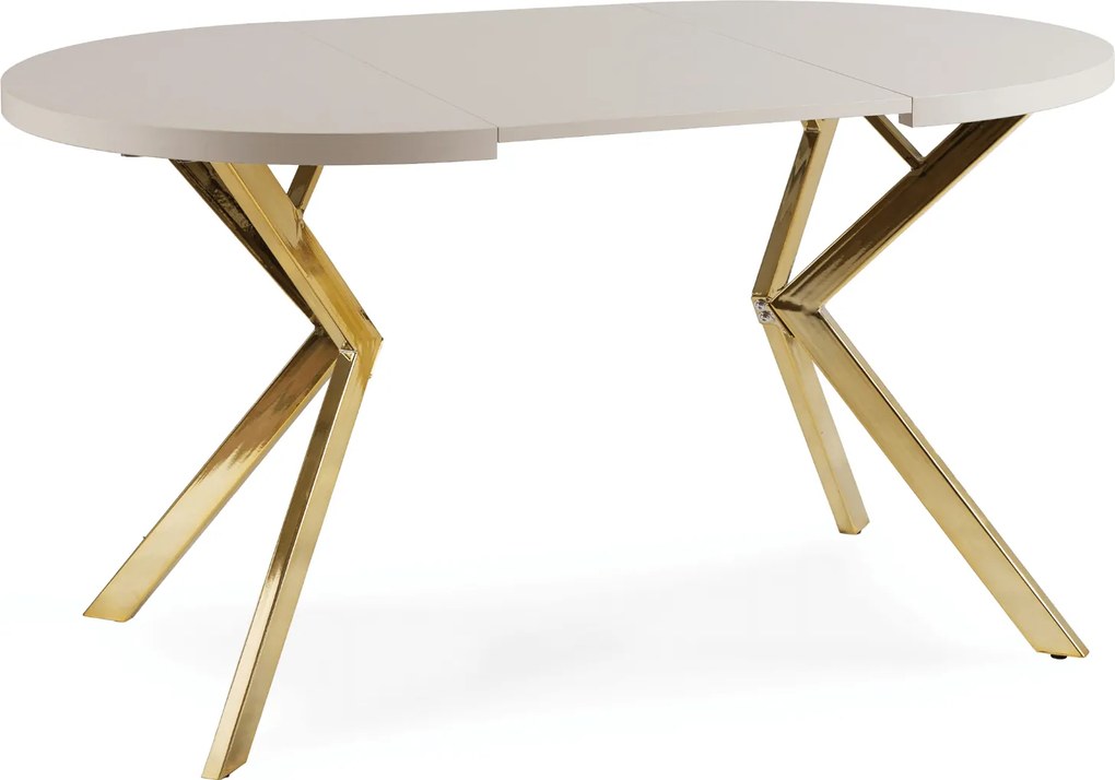 Stół Okrągły Rozkładany DORIAN 80-160 cm Kaszmir/Złoty Glamour