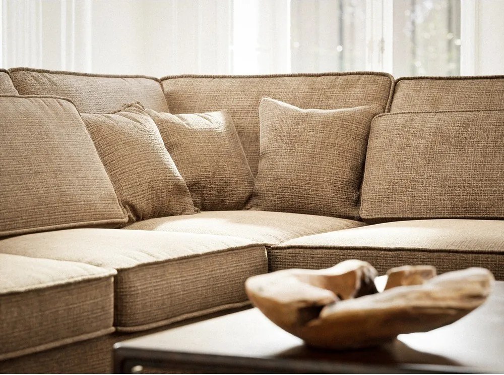 Jasnobrązowy narożnik z tkaniny szenilowej (prawostronny/w kształcie litery L) Kirou – Maison de Rêve