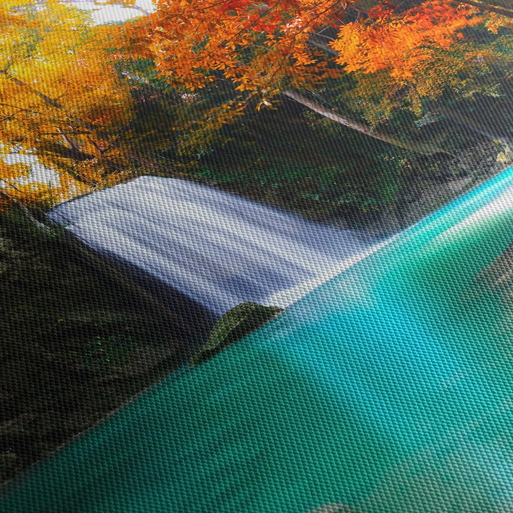 Obraz - Szmaragdowa Laguna (z zegarem) (90x30 cm)