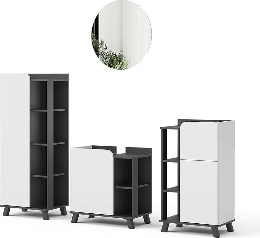 Zestaw mebli łazienkowych antracyt/biały 60x35x65 karen