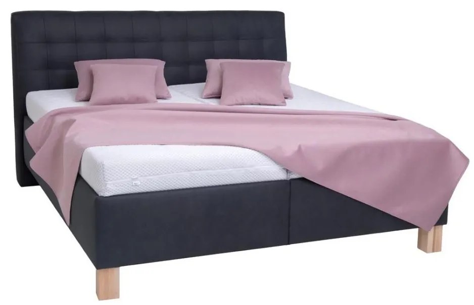 Tapicerowane łóżko z pojemnikiem na pościel bez materaca VIOLET 180x200 cm antracyt