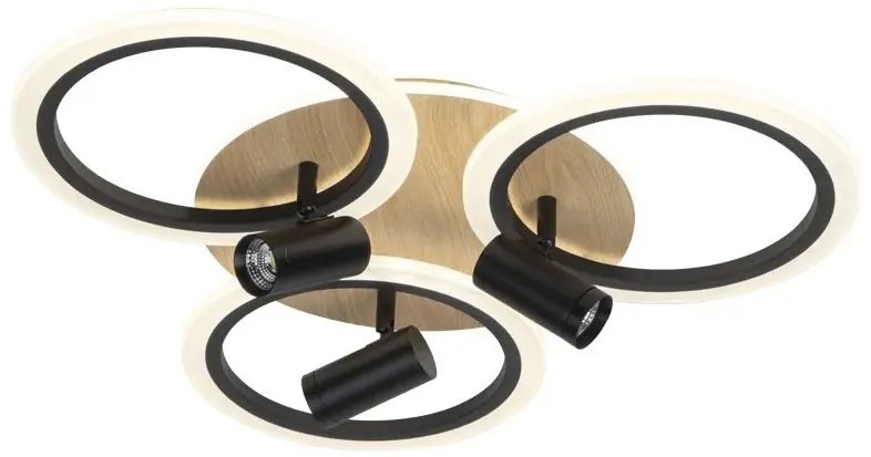 LED 70W 230V 3000-6500K czarno-brązowe plafon z ściemniaczem + DO