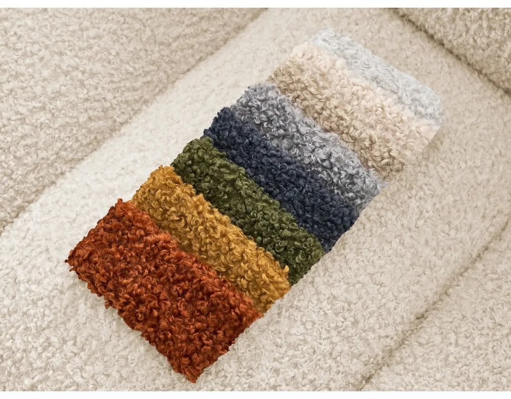 Beżowy podnóżek z materiału bouclé Hippolyte – Bobochic Paris