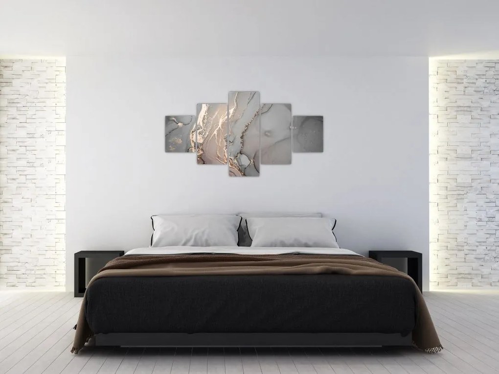 Obraz - Szaro - złoty marmur (125x70 cm)