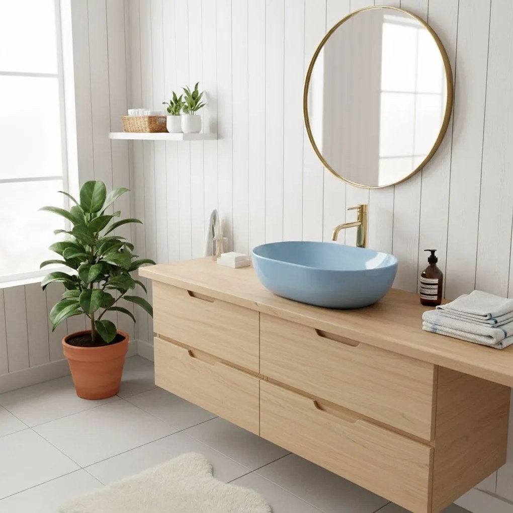 Umywalka nablatowa Rea LISA L.BLUE SHINY