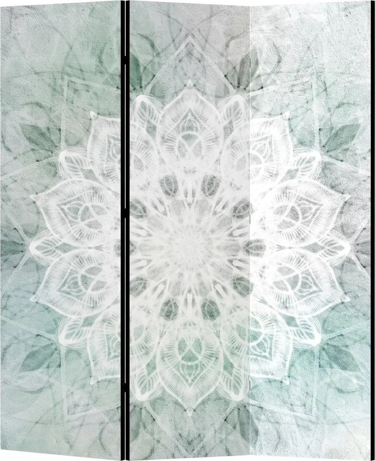 Parawan pokojowy 3-częściowy 135x172 Dwustronny dekoracyjny boho zen Szary Zielona Mandala Zen