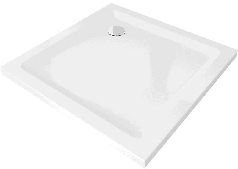 Mexen Flat brodzik kwadratowy slim 100 x 100 cm, biały, syfon chrom - 40101010