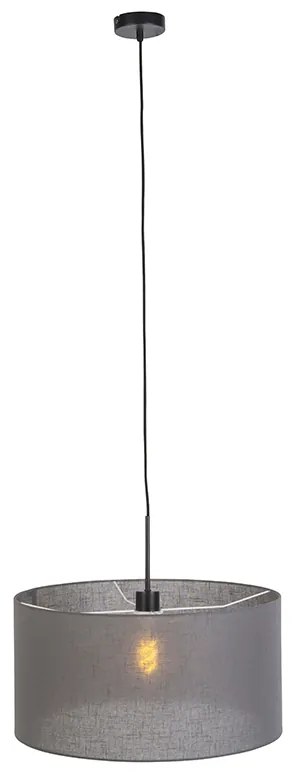 Nowoczesna lampa wisząca czarna z szarym kloszem 50 cm - Combi 1 Nowoczesny Oswietlenie wewnetrzne