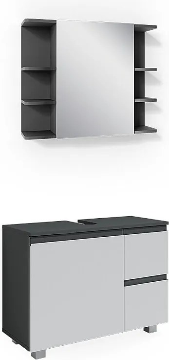 Zestaw mebli łazienkowych antracyt 80x33x60 j-shape