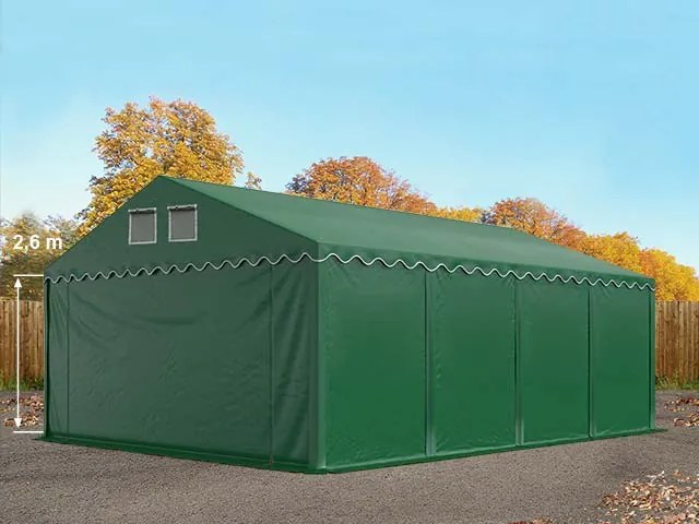 TOOLPORT 6x8m Namiot magazynowy - 2,6 m wysokość ścian bocznych, PVC 800, ciemnozielony, bez statyki - (7690BL)