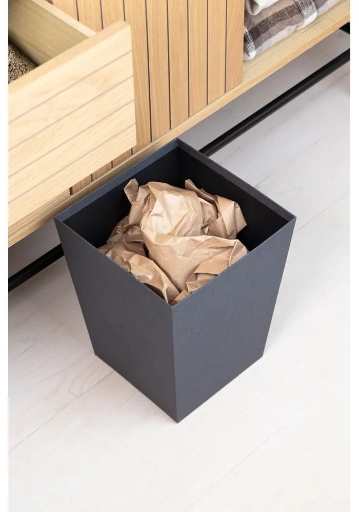 Czarny biurowy kosz na śmieci Sofia Canvas Paper Laminate – Bigso