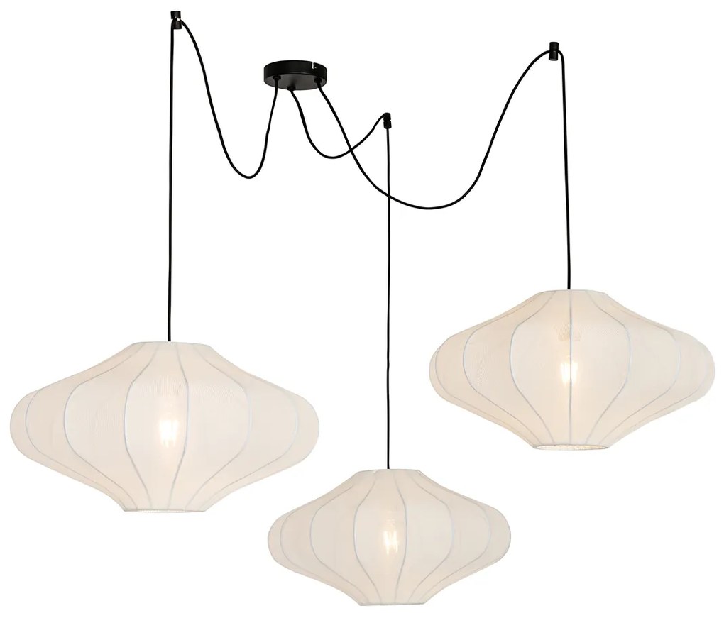 Designerska lampa wisząca biała 50 cm 3-światła - PluJapandi Oswietlenie wewnetrzne