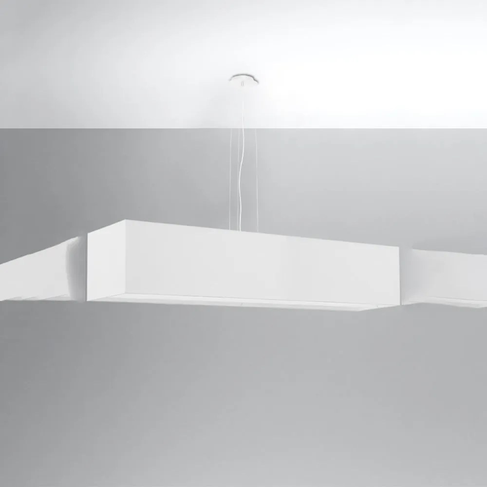 Biała lampa wisząca z tekstylno-szklanym kloszem Gryfin – Nice Lamps