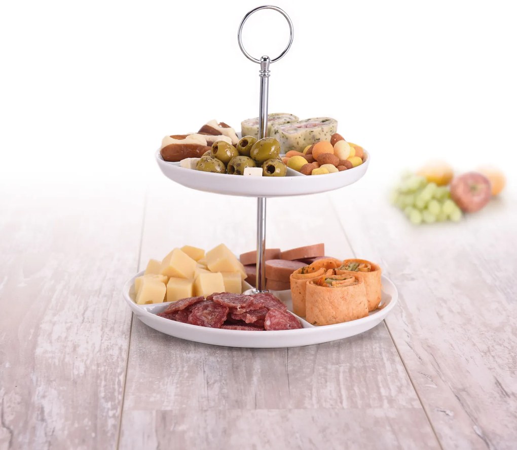 Patera porcelanowa z 2 poziomami, 26 cm