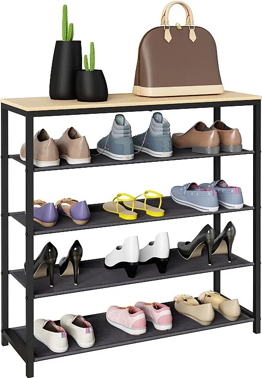 Metalowa drewniana półka na buty 4 przedziały Taliro
