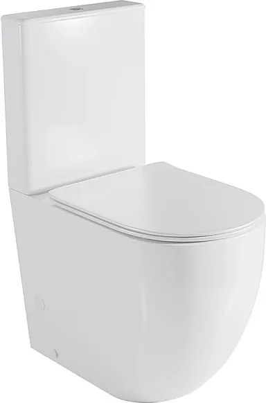Miska WC PMR Rimless Przyścienna | Podwyższona Wysokość dla Osób z Ograniczoną Mobilnością | Deska Duroplast Soft Close z Systemem Szybkiego Wypinania