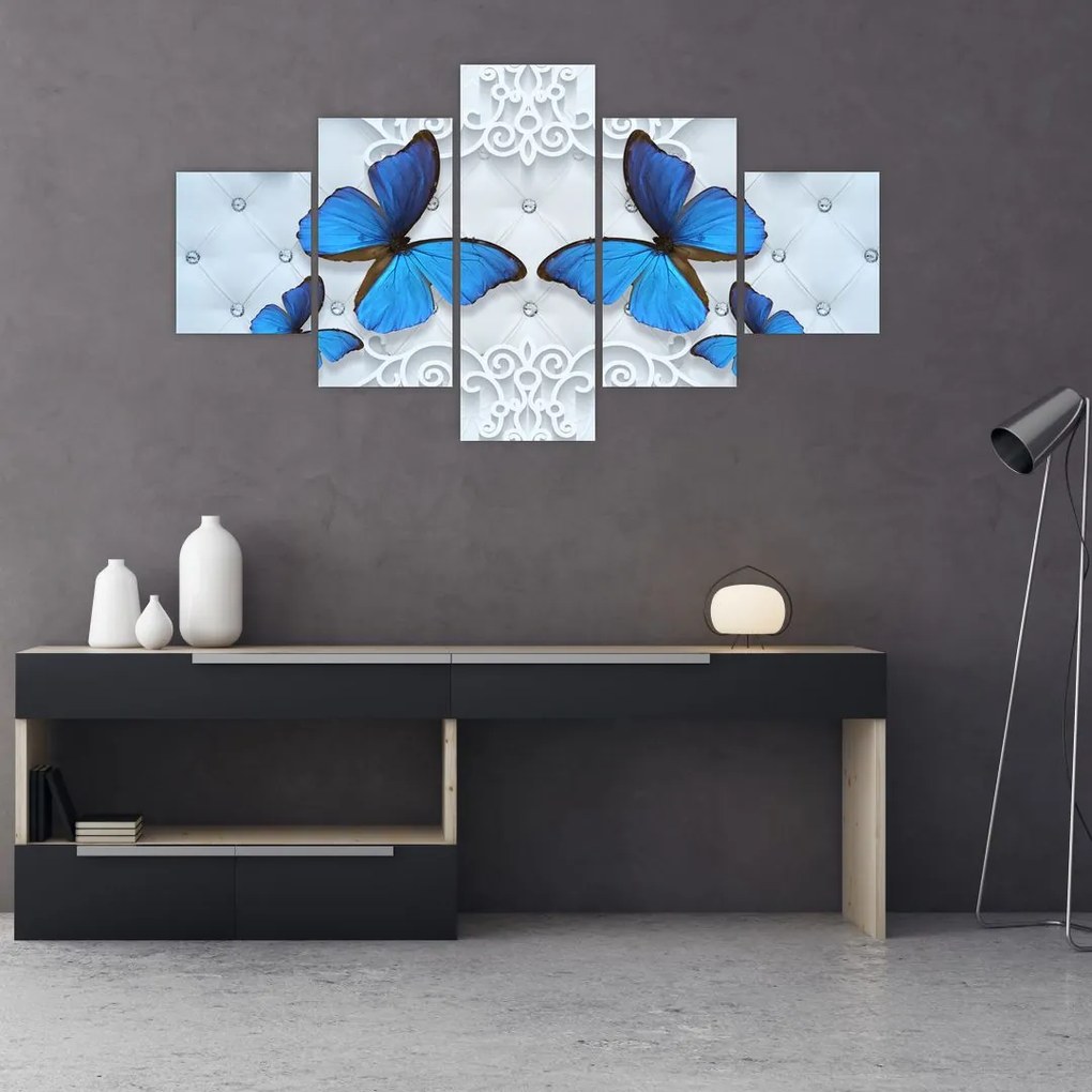 Obraz - Niebieskie motyle (125x70 cm)